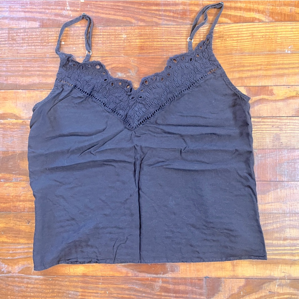Chocolate Brown Lace Trim Women's Top